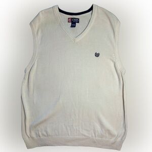 Chaps Men's V-Neck Sweater Vest in Cream